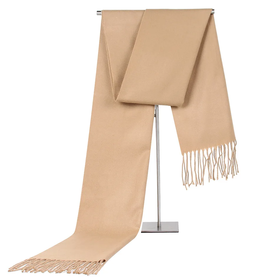

2022 Winter Cashmere Solid Shawls For Unisex Luxury Brand Soft Shawl Wraps Fashion Pashmina Long Tassels Design Scarves 30*180Cm