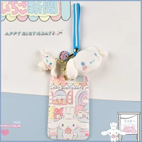 sanrio cartoon cinnamoroll card sleeve kawaii anime cute student campus meal card protect cover doll pendant keychain toys girls