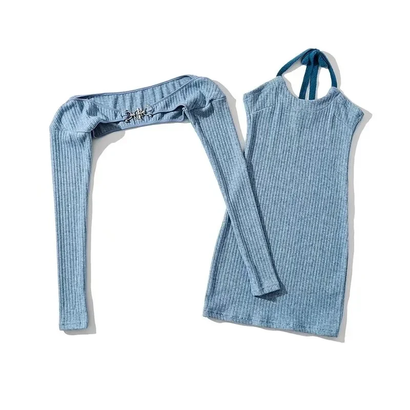 Милое свежее модное платье-майка Simpleslim с длинными рукавами комплект из 2