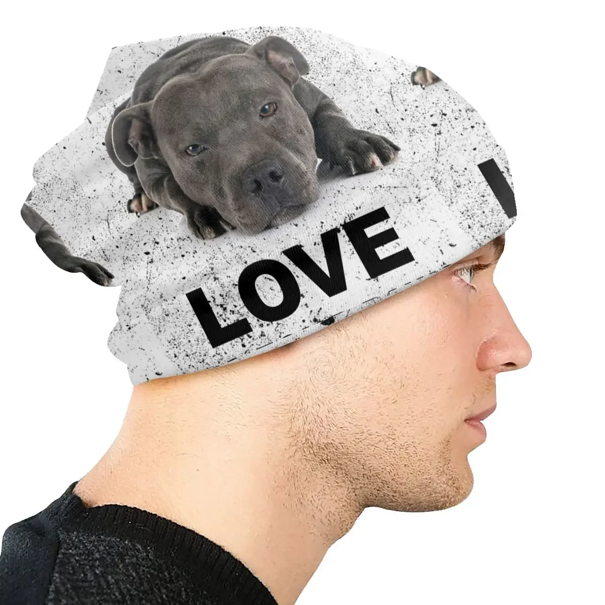 Вязаная шапка на заказ Стаффордширский бультерьер для собак Хип-хоп Skullies Шапки