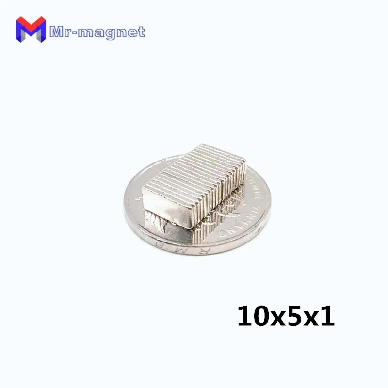 

Block magnet 100/500/2000pcs 10x5x1 10*5*1 mm magnesy 10mm Rare Earth neodymium N35 super strong Cuboid block magnets Hot sale