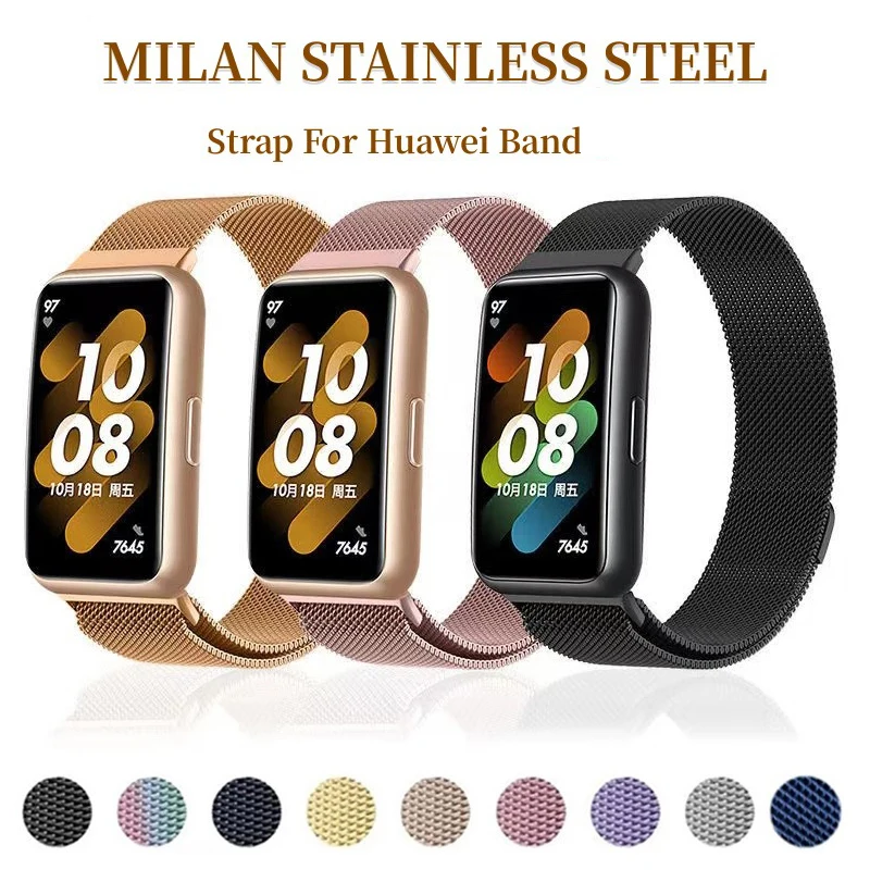 

Ремешок «Миланская петля» для Huawei Band 8 7 6, сменный металлический браслет из нержавеющей стали для смарт-браслета Honor Band 6 Pro