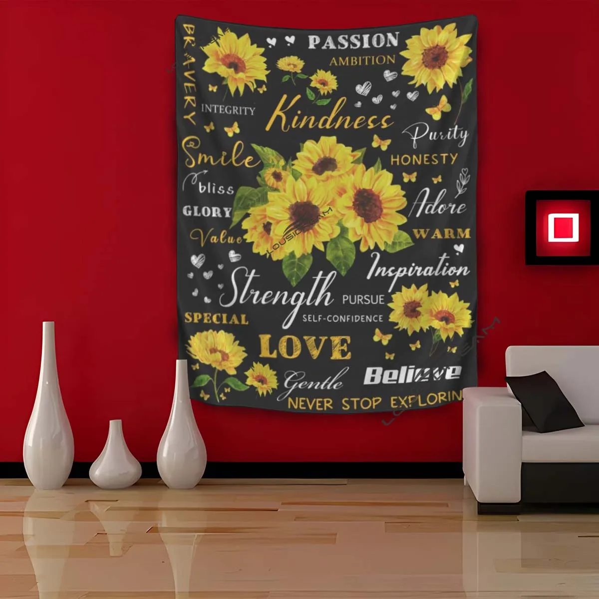 

Sunflower Tapestry Cow Wall Hanging Cartoon Colorful Flowrer Gift Fashion Magic Decoration Dorm Room Decor