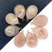 drop shaped crystal pendant natural stone pink jewelry edging diy jewelry making necklace accessories charm wholesale
