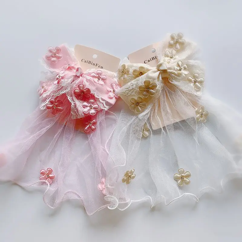 

Children's hair accessories flower girl top clip bow wedding