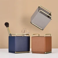 leather desktop storage box leather office pen holder remote control makeup brush bucket ornament sundries storage container