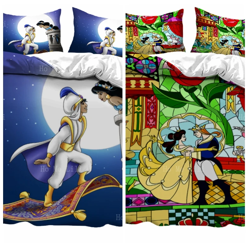 

Aladdin Жасмин идеальный мир витражное стекло Красавица и Чудовище сказочные свадебные приглашения мультфильм пододеяльник от Ho Me Lili