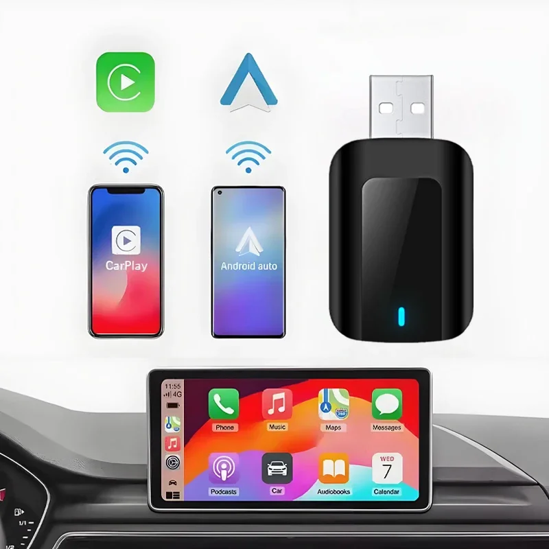 Фото Для Audi Q4 e-tron GA VWQ Модный беспроводной адаптер Carplay 2 в 1, Android Auto Smart AI Box Fota Обновление для Apple IOS Android №5