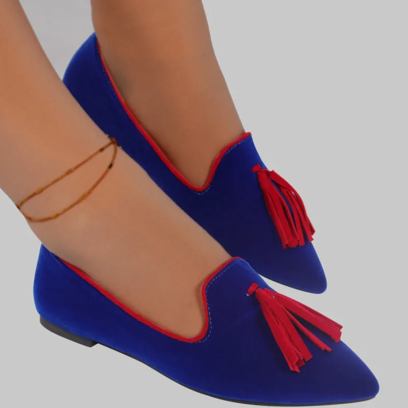 Женские лоферы без застежек повседневные туфли на плоской подошве с острым