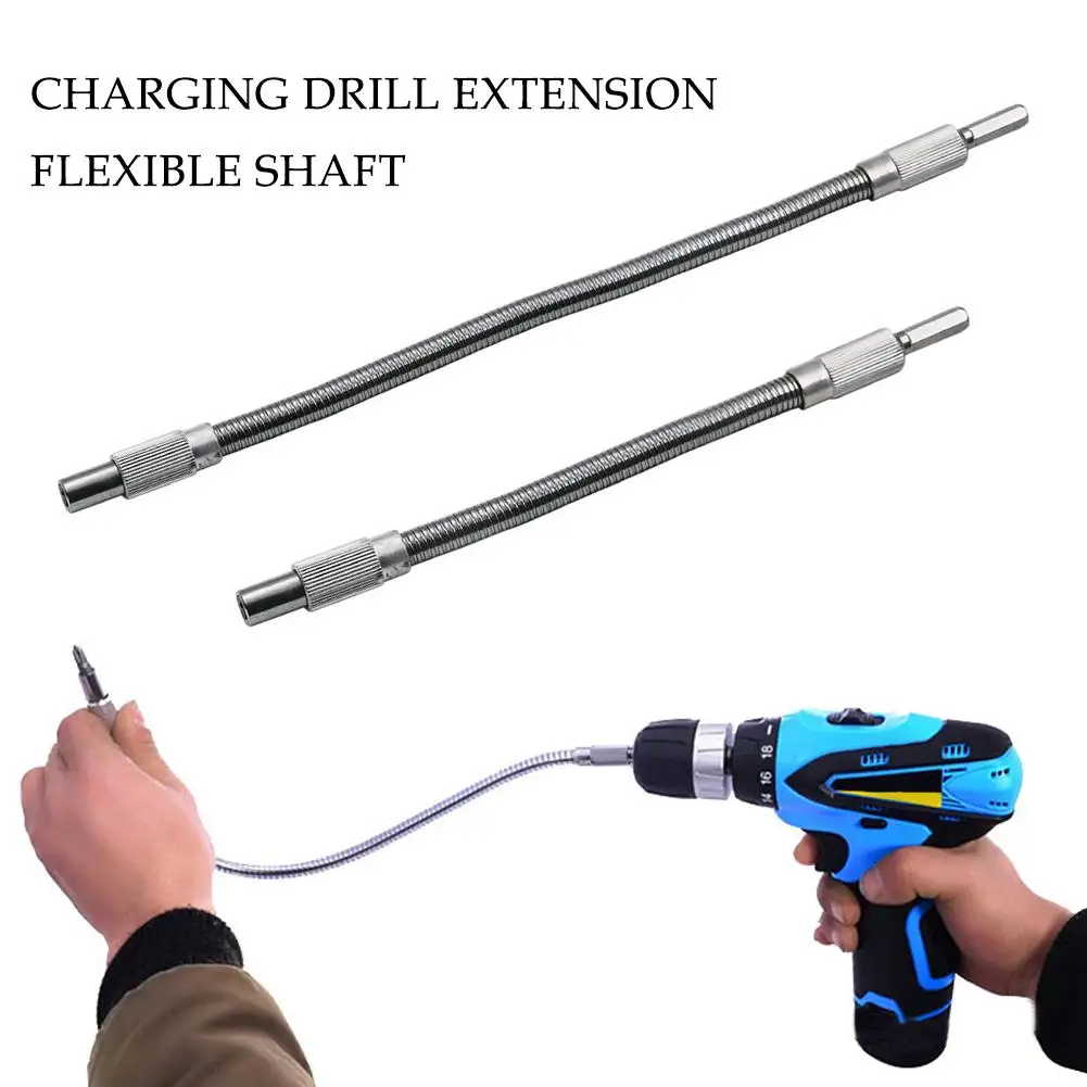

30cm Charging Drill Electric Screwdriver Bit Silver Hose Flexible Rod Hose Metal Extension Special Tool Shaft Connector Z0H5