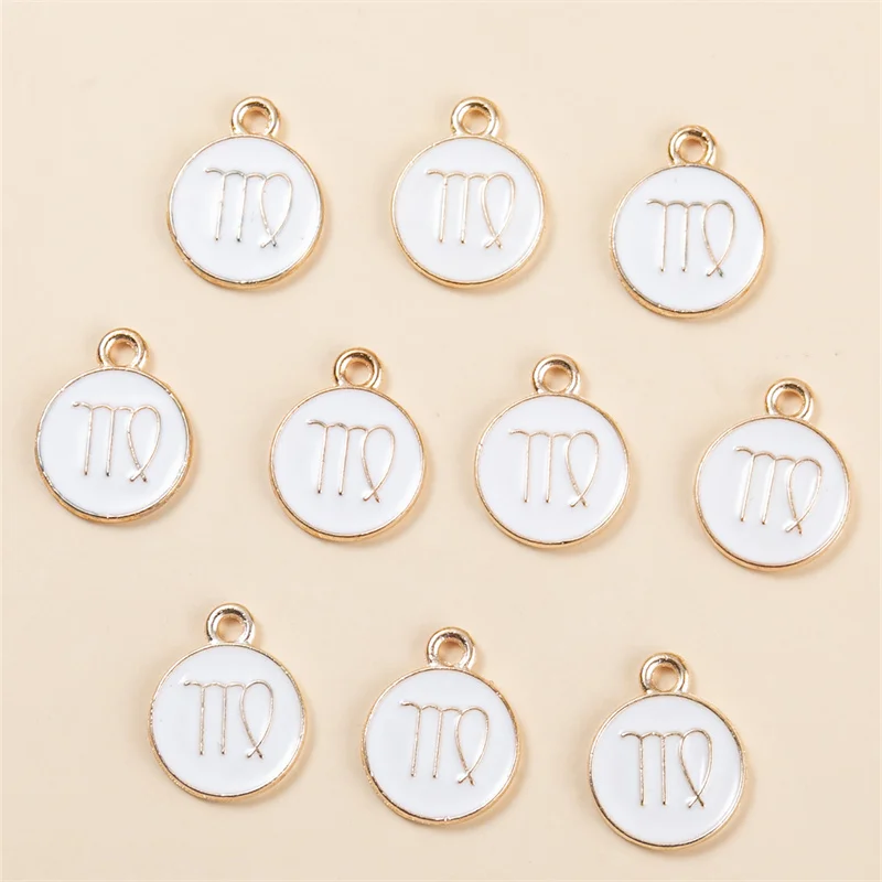 

Подвески из серии 12 созвездий, двусторонние эмалевые капельные масляные подвески для ювелирных изделий, 10 шт./комплект