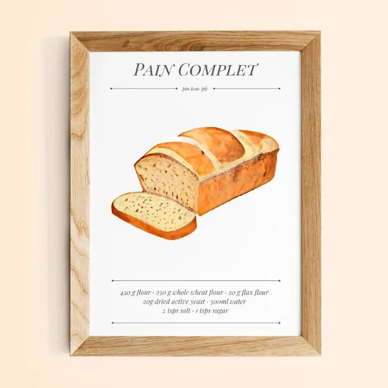 Французская Пекарня Хлеб Круассан Кухня Еда Художественный Принт На Холсте