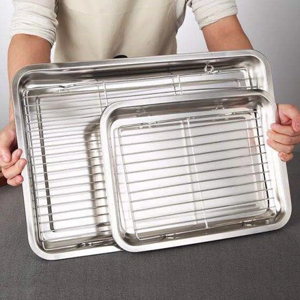 

Strainer Dish Fruit Draining Storage Plates Stainless Steel Bakeware Cooling Rack Home Kitchen Utensils 40 30 4 8cm