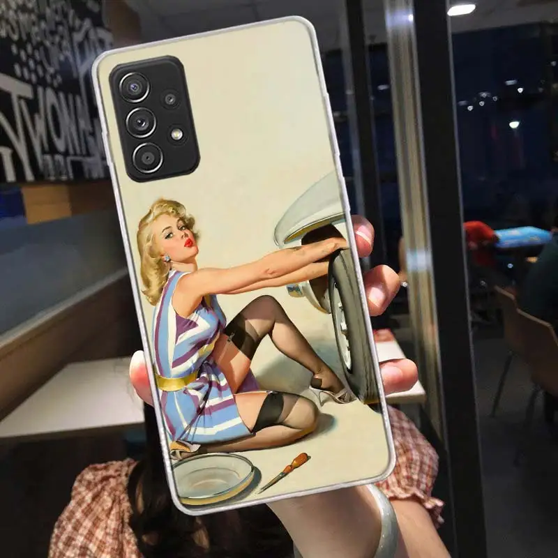 Сексуальный чехол для телефона девушки Vintege Samsung S22 Plus S21 Ultra S20 FE S10 Lite Galaxy S9 S8 S7 Edge F62