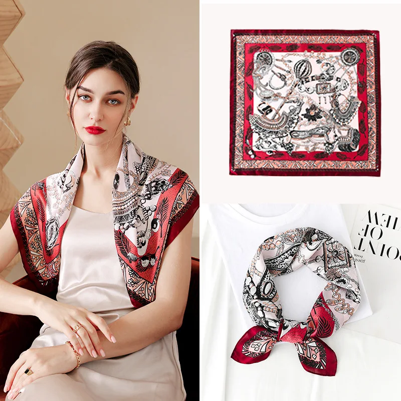 

2022 spring new small square scarf retro balloon printing fashion sweet women's scarf 70*70cm
