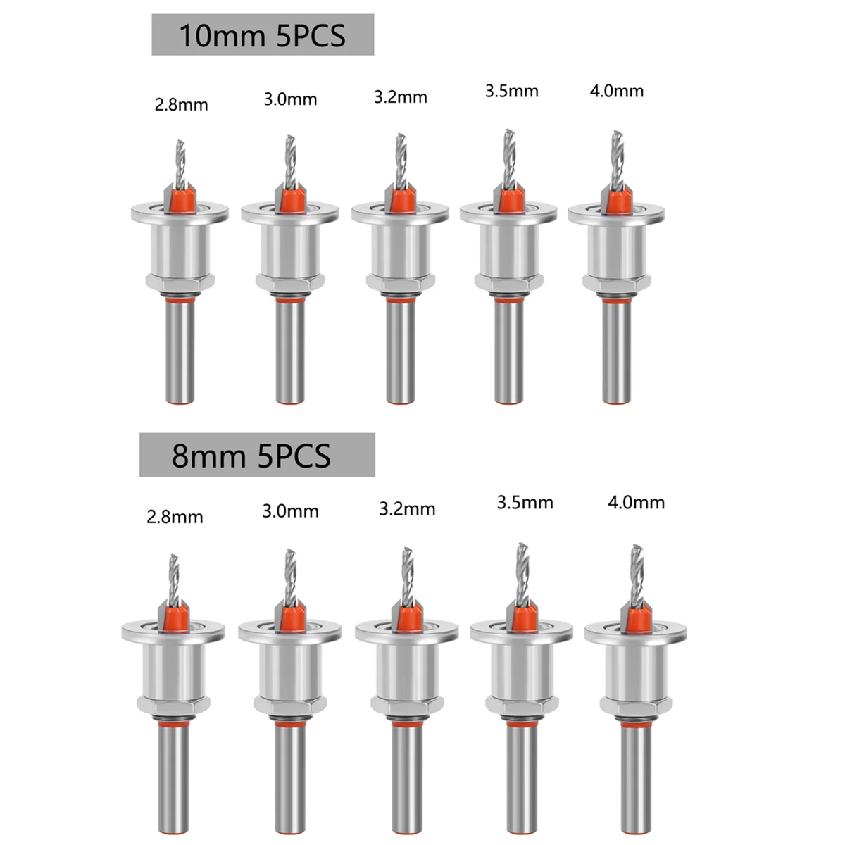 

5Pc 10Mm HSS Countersink Woodworking Router Bit Set Milling Cutter Screw Extractor Demolition Wood Core Drill Bits