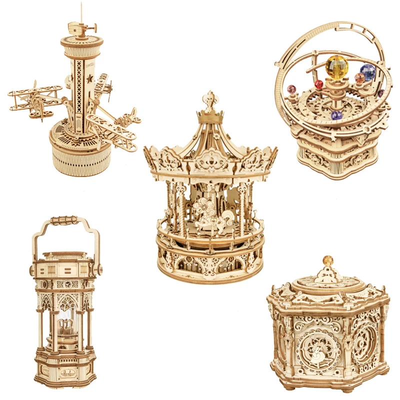 Starry Night 3d Wooden Rotatable Puzzle Game Diy Assembly Model Building Kits Toys For Kid Adult Birthday Gift