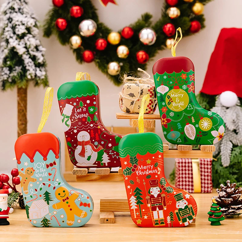 Empty Cookie Tin Candy Box For Christmas Candy Biscuit Bag Party Treat Bag Christmas Gift Box