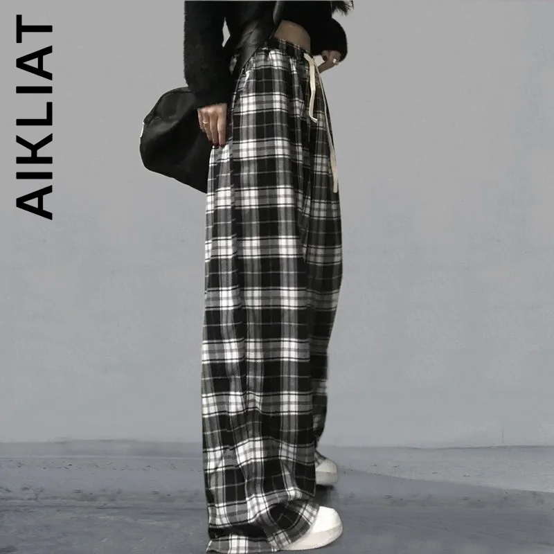 

Aikliat Fashion Trousers Pants Women Soft Korean Pants Elastic Baggy Pant Long Bottoms Hot Sale Straight Mujer Female