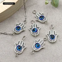 hand shape turkish lucky evil eye bead for diy bracelet necklace charms female handmade jewelry making accessories dropshipping