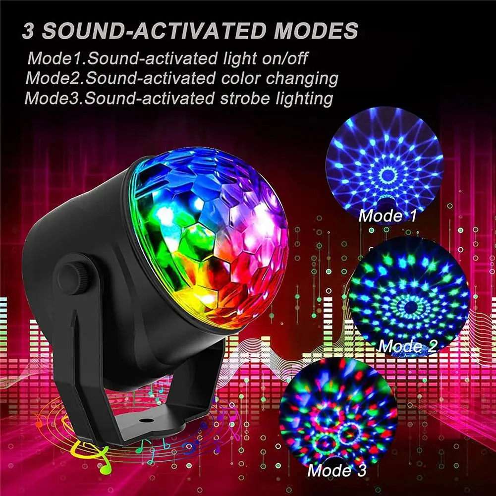 

RGB Led Magic Ball Stage Light Disco DJ Lamp USB Colorful Revolving Party Lights With Remote Control For Home Car Dance Parties