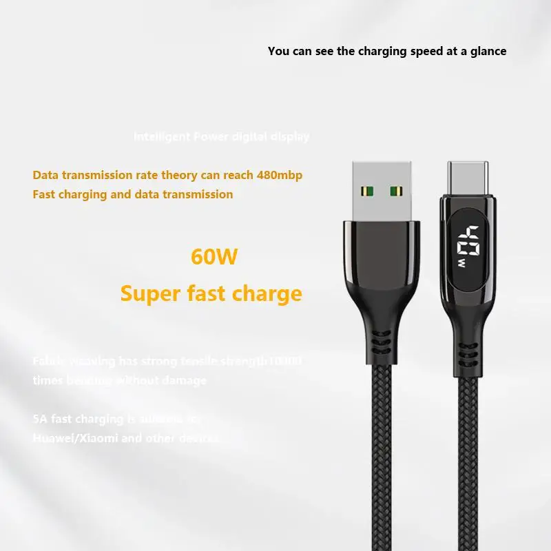 

only & home KL-XH01 60W Super Fast Charge Display USB Type-C Cable