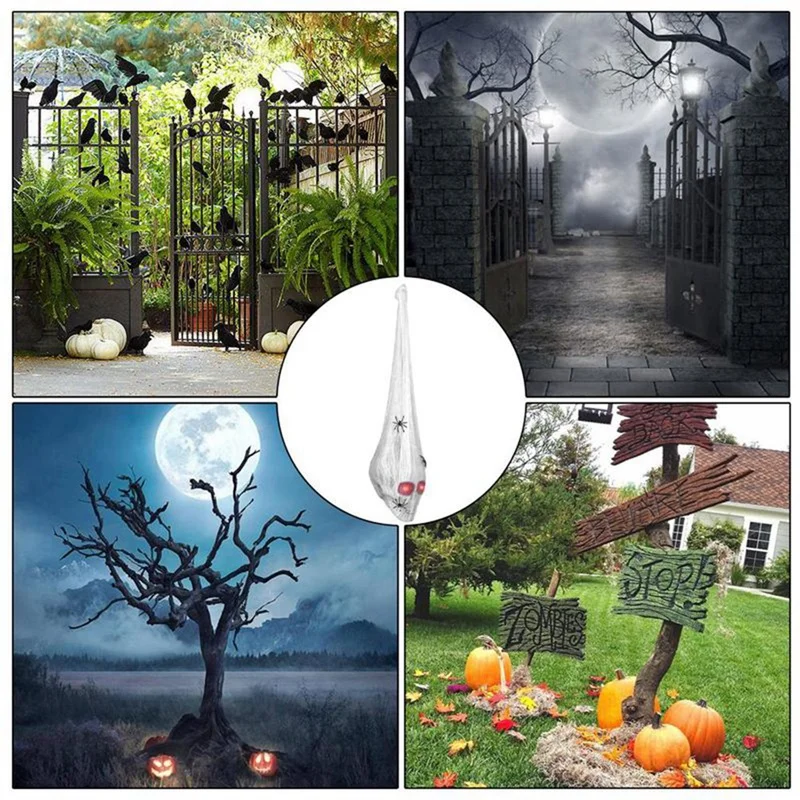

1 PCS Spider Skull Halloween Decorations Spider Outdoor Large Props With LED Light For Gate