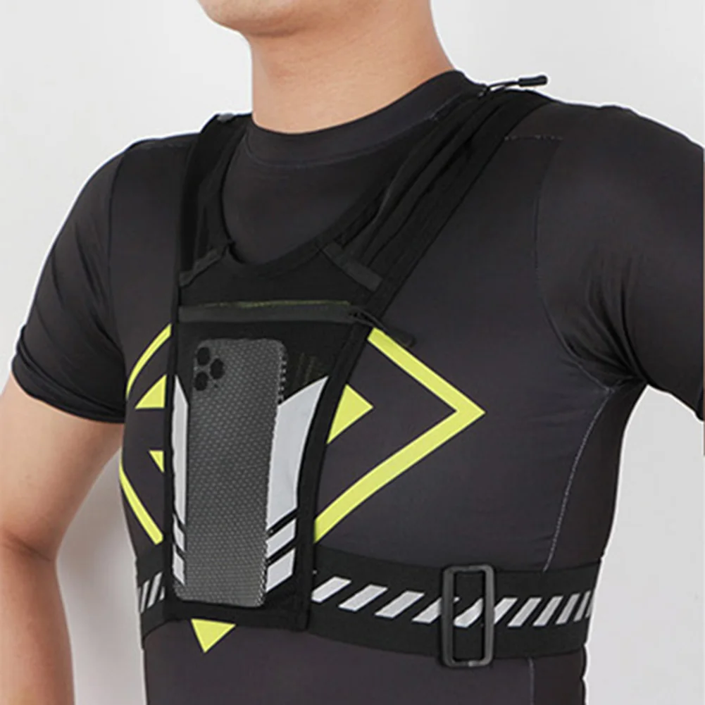 

Жилет-держатель для телефона для бега, легкая нагрудная Сумка для бега, дышащий сетчатый жилет, сумка для бега с регулируемой пряжкой для мужчин и женщин