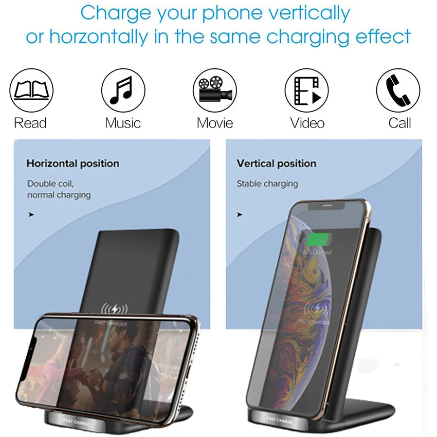 30W Qi Dual Coil Wireless Charger For iPhone 11 12 X 8 10 Plus Phone Fast Pad Dock Station Samsung S8 S9 S9+ Note |