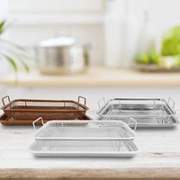 rectangular storage plates oven baking tray oil filter pan stainless steel bakeware grid wire cooling rack kitchen utensils