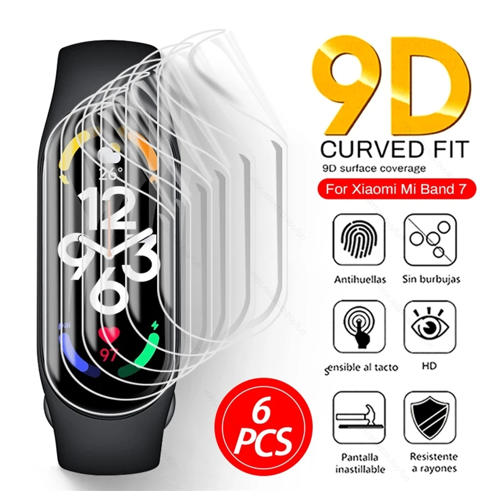 

6 шт. мягкая Гидрогелевая пленка для Xiaomi Mi Band 7 9D изогнутые Защитные пленки для экрана не стекло на Xiomi Miband7 Miband 7 6 5 Mi Band7 Band6