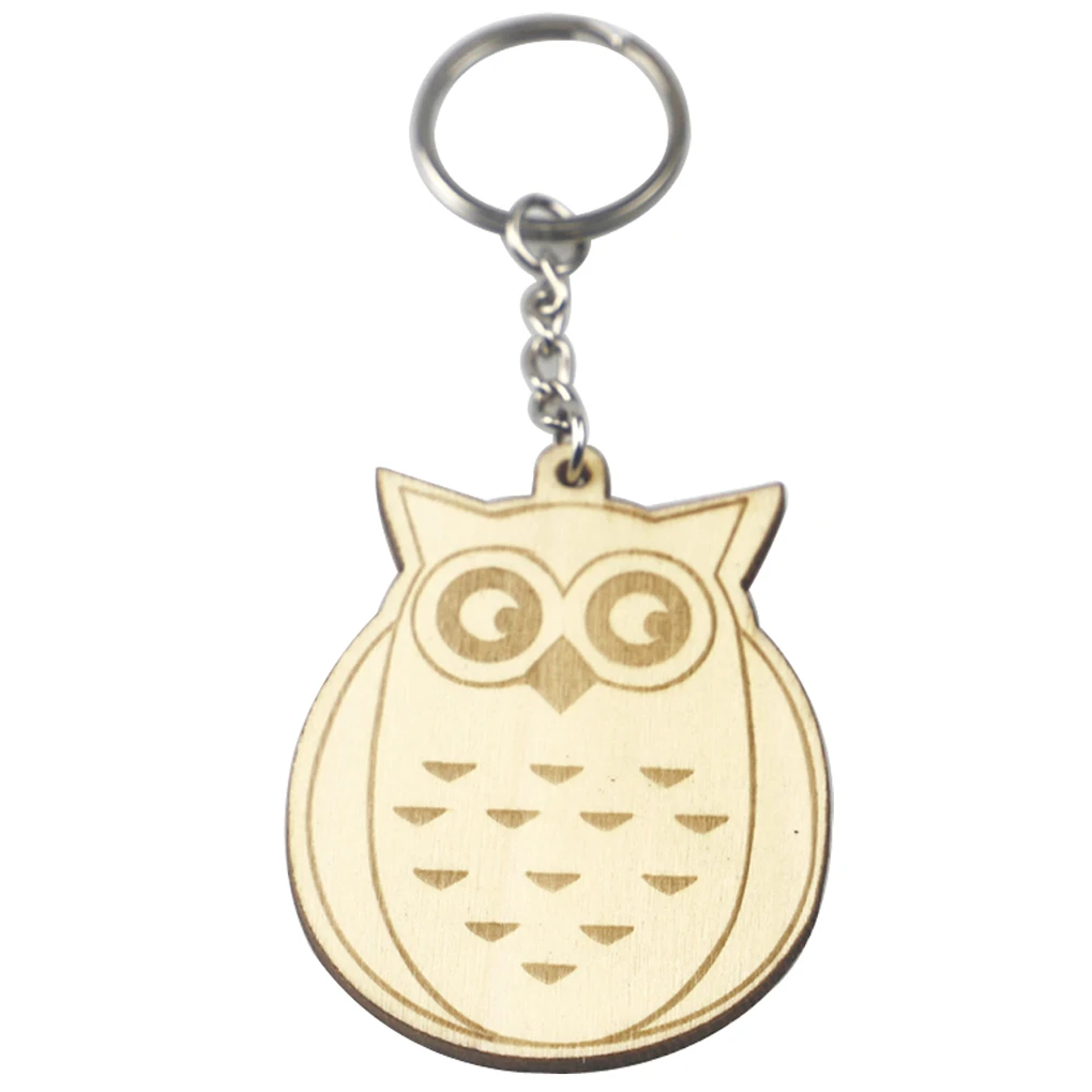 

20 Pieces Wooden Keychain Plywood Pendant Owl Key Pendant Exquisite Ornament Keyring for Backpack Bag in Bags Package