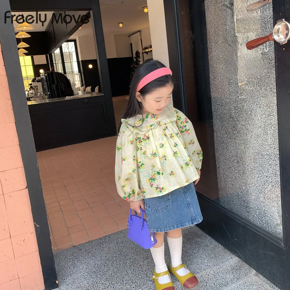 

Girls Shirts New Blouses Spring Summer Kids Floral Long Sleeve Shirt Fashion Children's Clothing Baby Bottoming Shirts