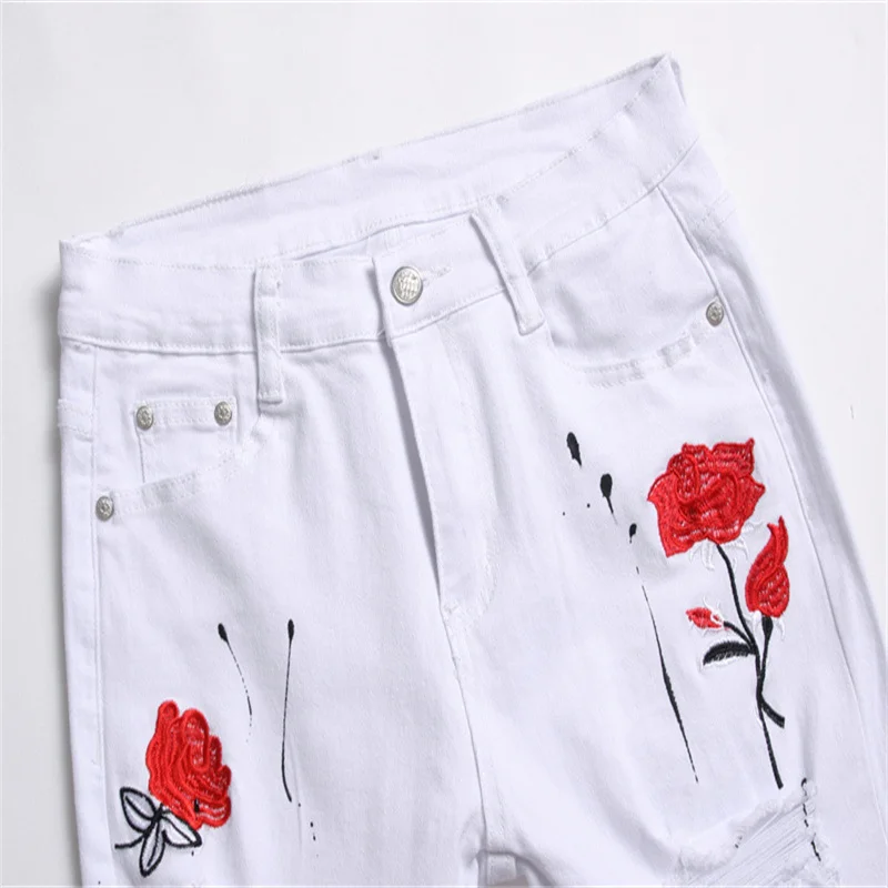 2022 Summer Straight Hole Destruction Black Distressed Jeans Mens Clothing Designer Brand Pants Male Large Size Denim Trousers