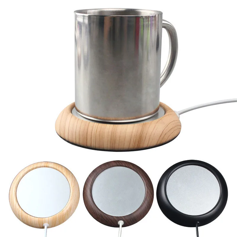 

USB Wood Grain Cup Warmer Heat Beverage Mug Mat Keep Drink Warm Heater Mugs Coaster