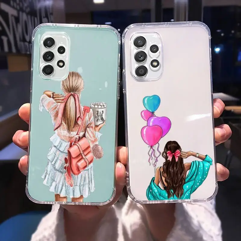 

Beautiful Girl Rear View Ins Phone Case For Samsung A 51 50 52 12 21s 31 40 70 71 note S 20 10 21 ultra plus fe clear case