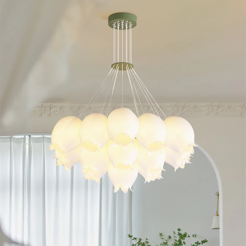 

G9 bulb modern LED chandeliers white iron light frame living room bedroom dining room remote control pendant chandelier
