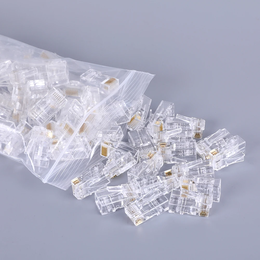 100x гигабитные обжимные разъемы Ethernet 8P8C UTP RJ45 Cat6 разъем неэкранированные