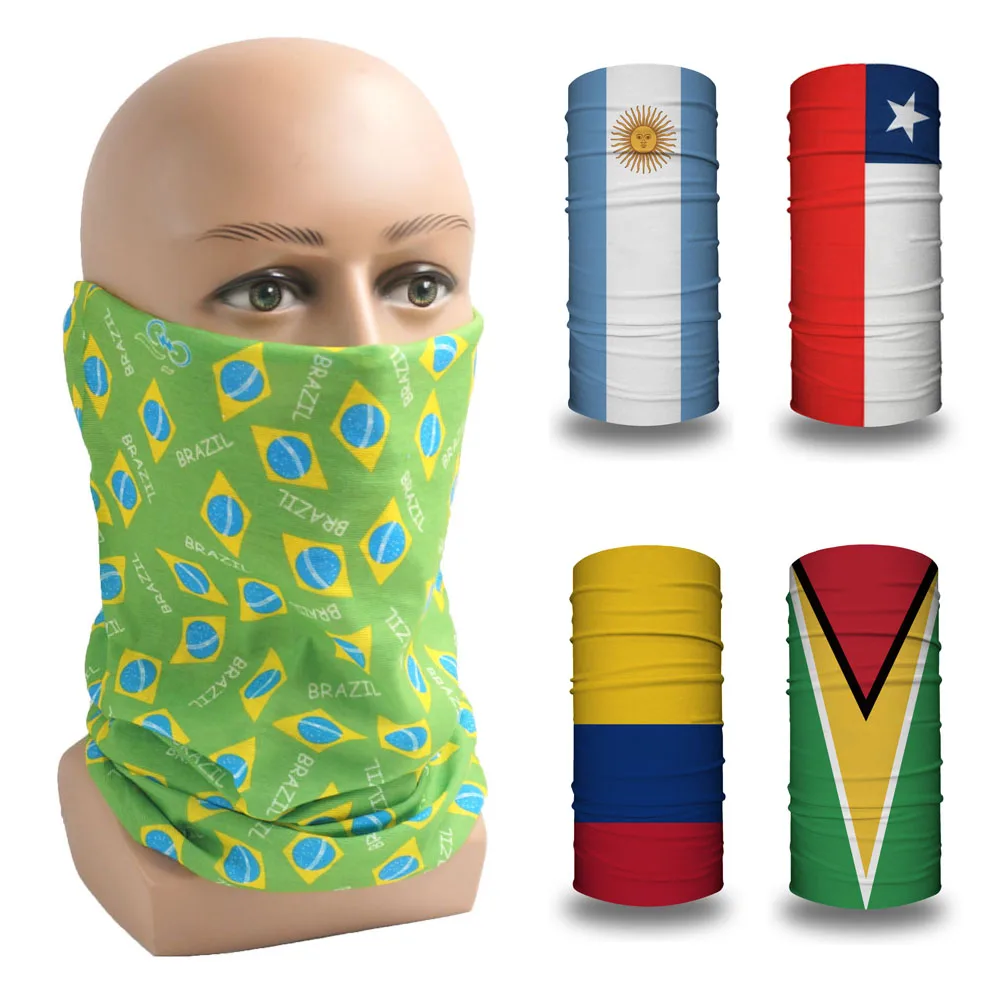 

Brazil/Argentina/Chile/Colombia National Flag Bandannas Scarf Headscarf Magic Headband Hiking Scarves Motorcycle Neck Gaiter