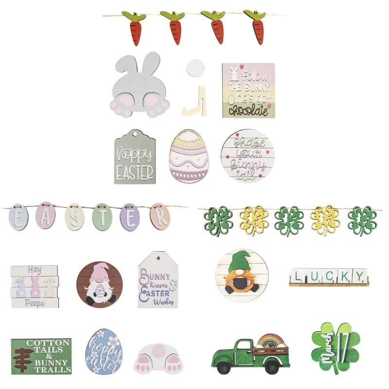 

Easter Tiered Tray Decor Gnomes Eggs Rabbit Table Sign Party Supplies