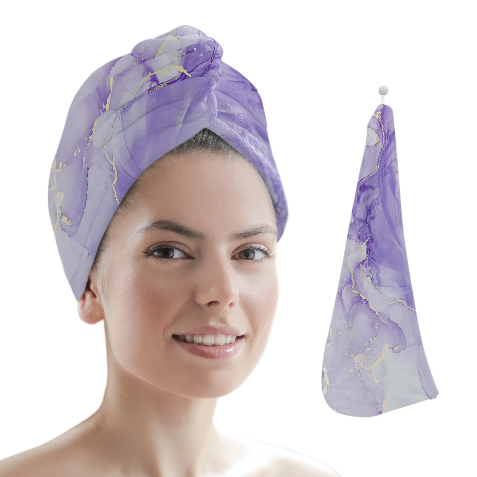 

Marble Texture Simple Gradient Women Hair Drying Hat Quick-dry Hair Towel Cap Hat Bath Hat Microfiber Towel Cap