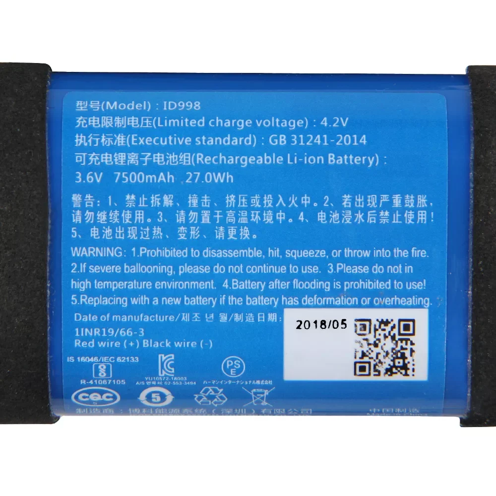 

Replacement Battery For JBL Charge4 Charge5 Charge 4 5 ID998 IY068 IBA077NA SUN-INTE-118 Genuine Battery 7500mAh