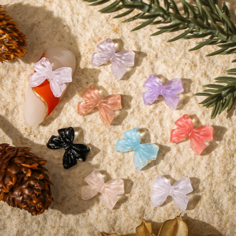 

50Pcs/bag Nail art jewelry Crystal Lovely beautiful jelly bow Nail Art Decorations Accessories Nai DIY Decorations For Nail Tips