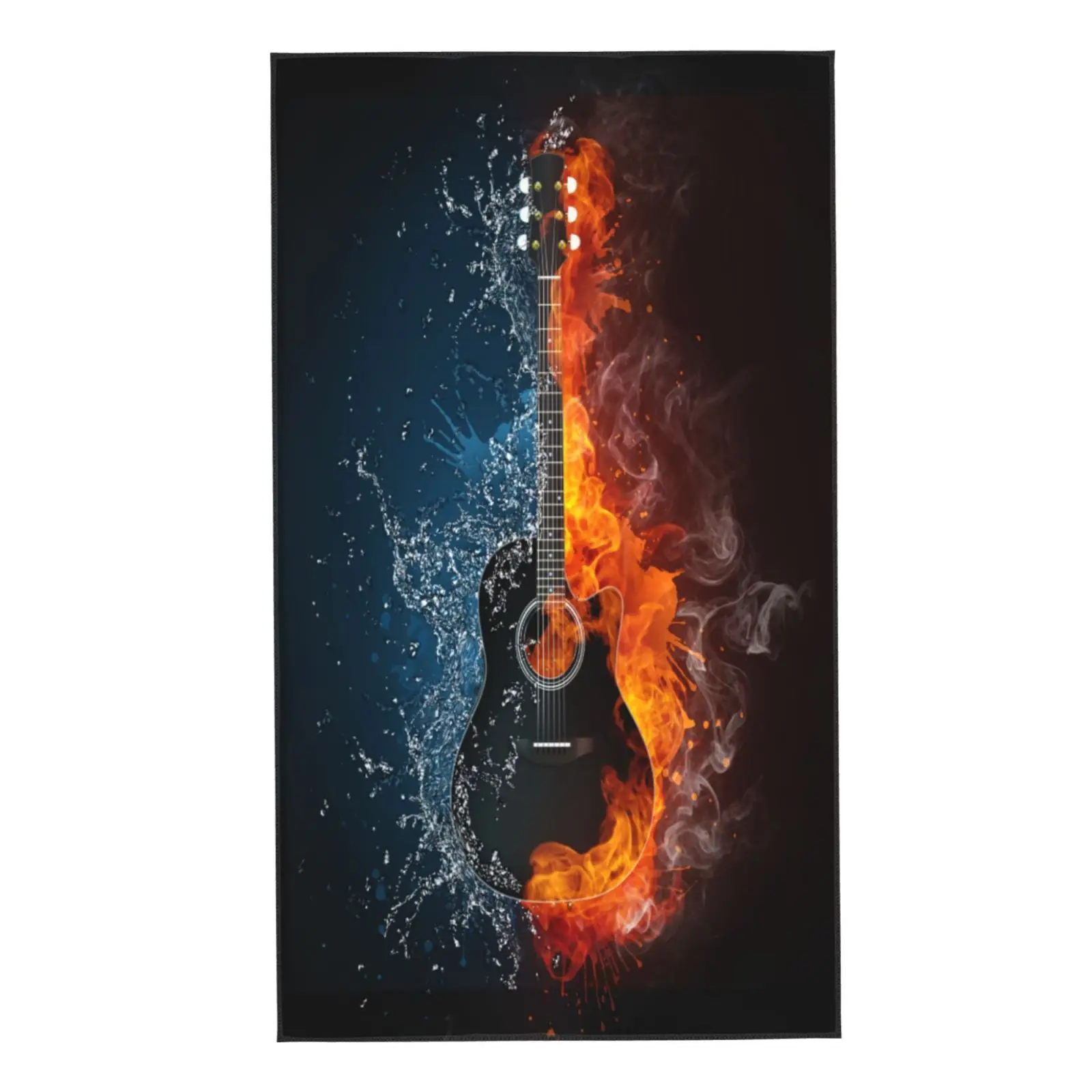 

Полотенце для лица, акустическая гитара в огне и воде, уникальное мягкое банное полотенце для рук в отеле