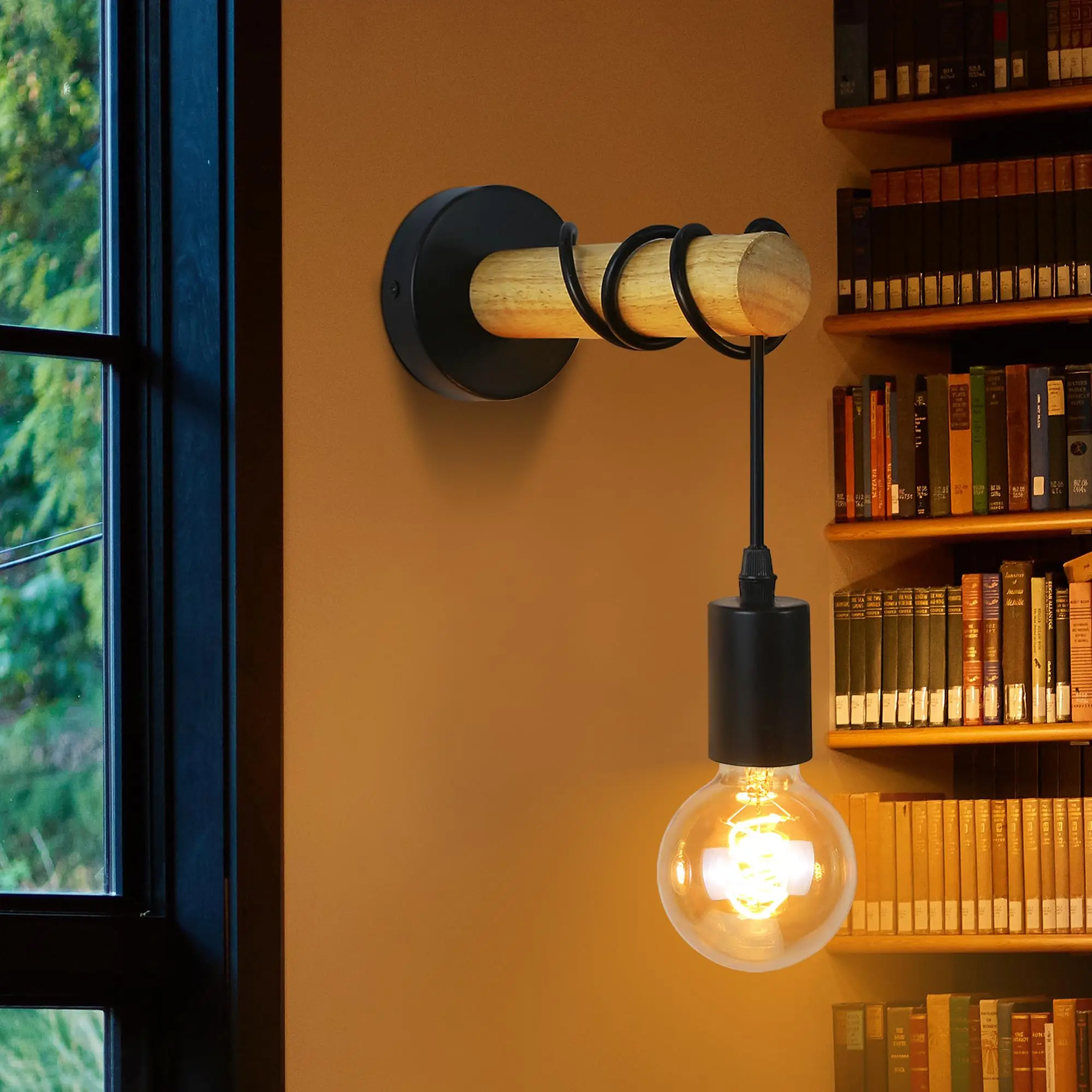 

Retro Industrial Iron Wood Wall Lamp E27 Modern Nordic Indoor Sconce Wall Light Fixture For Home Decor Bedside Bedroom Lighting