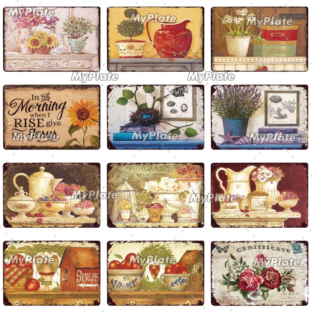 Металлический знак в виде цветка винтажный садовый декор газовый налет