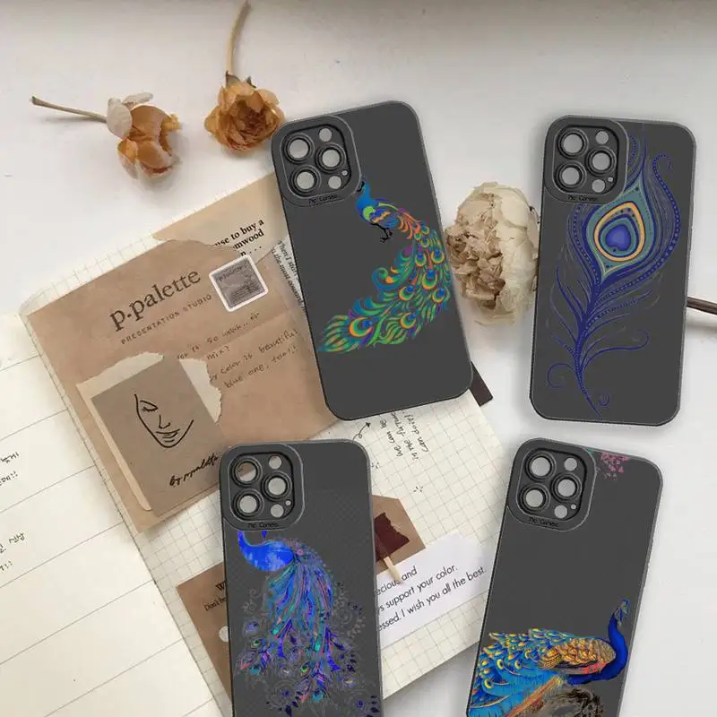 

peacock elegant animal Phone Case For iPhone 13 12 11 Pro MAX Mini X XS XR 7 8 Plus Camera Lens Liquid Silicone