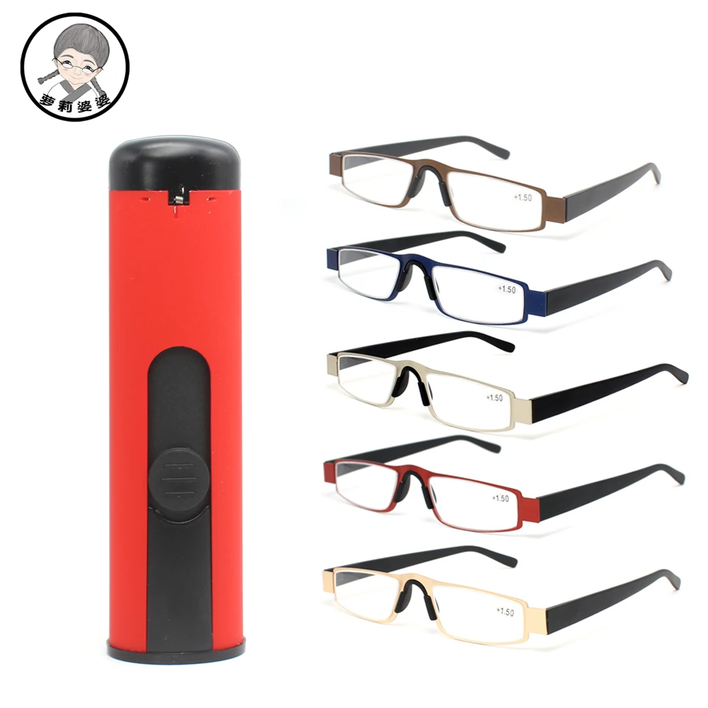 Купи ROLIPOP Portable Men Readers Reading Glasses with Case Metal Eyewear Glasses Woman Metal Glasses Frame за 538 рублей в магазине AliExpress