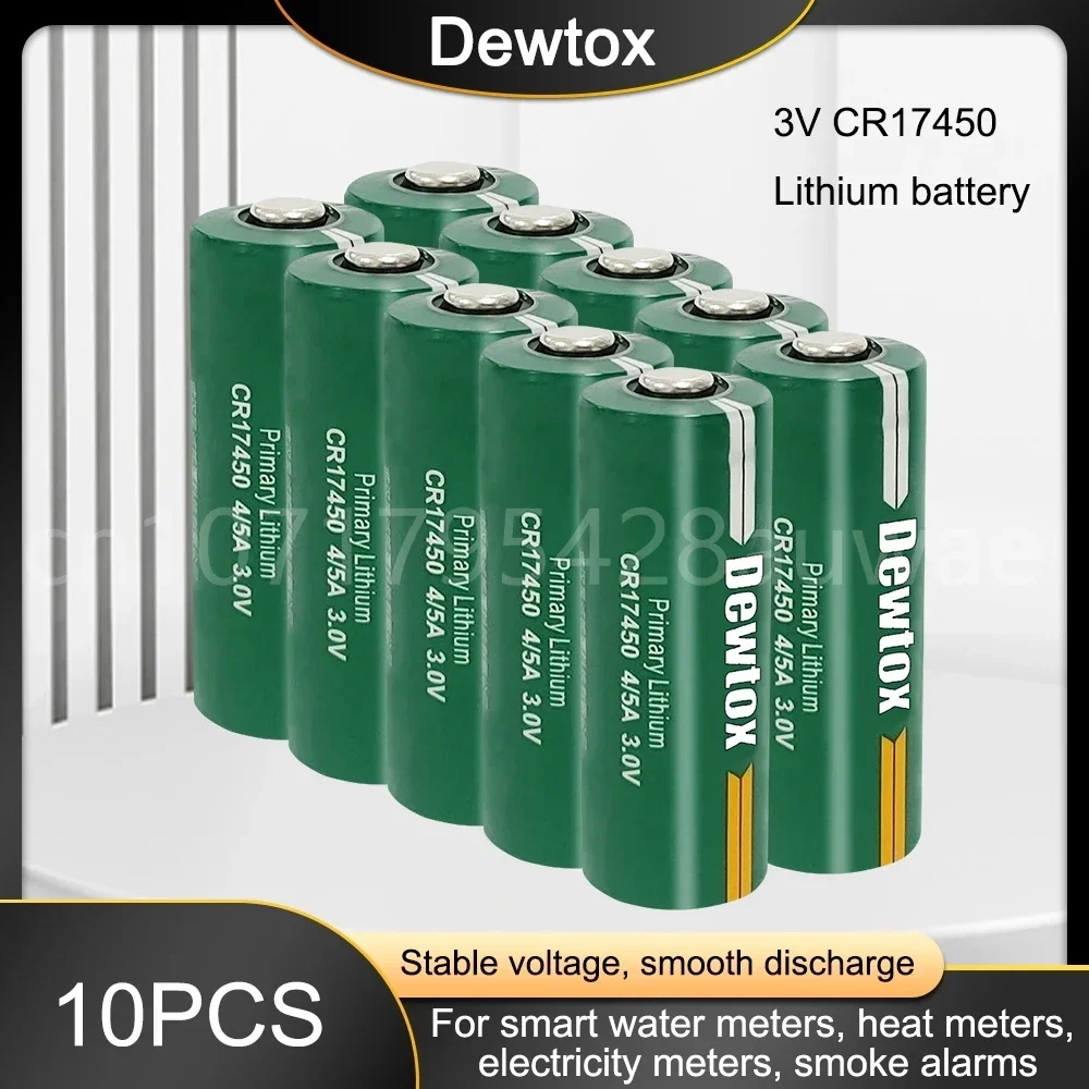 10PCS 3V CR17450 4/5A lithium manganese column Battery water meter Heating Water RAM memory PLC