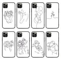 kiss more line drawing abstract art love phone case for apple iphone 13 12 11 pro max mini x xr xs max 6 7 8 plus non slip cover